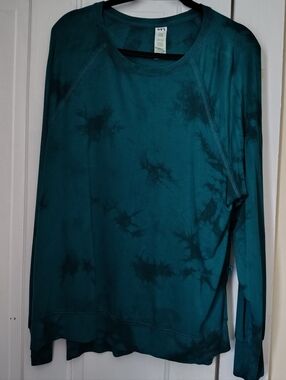 Joylab Women's Long Sleeve Sweater L Teal Tie-Dye With Thumb Holes